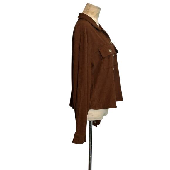 Zeagoo brown corduroy long sleeves button shacket size Medium - Picture 5 of 11